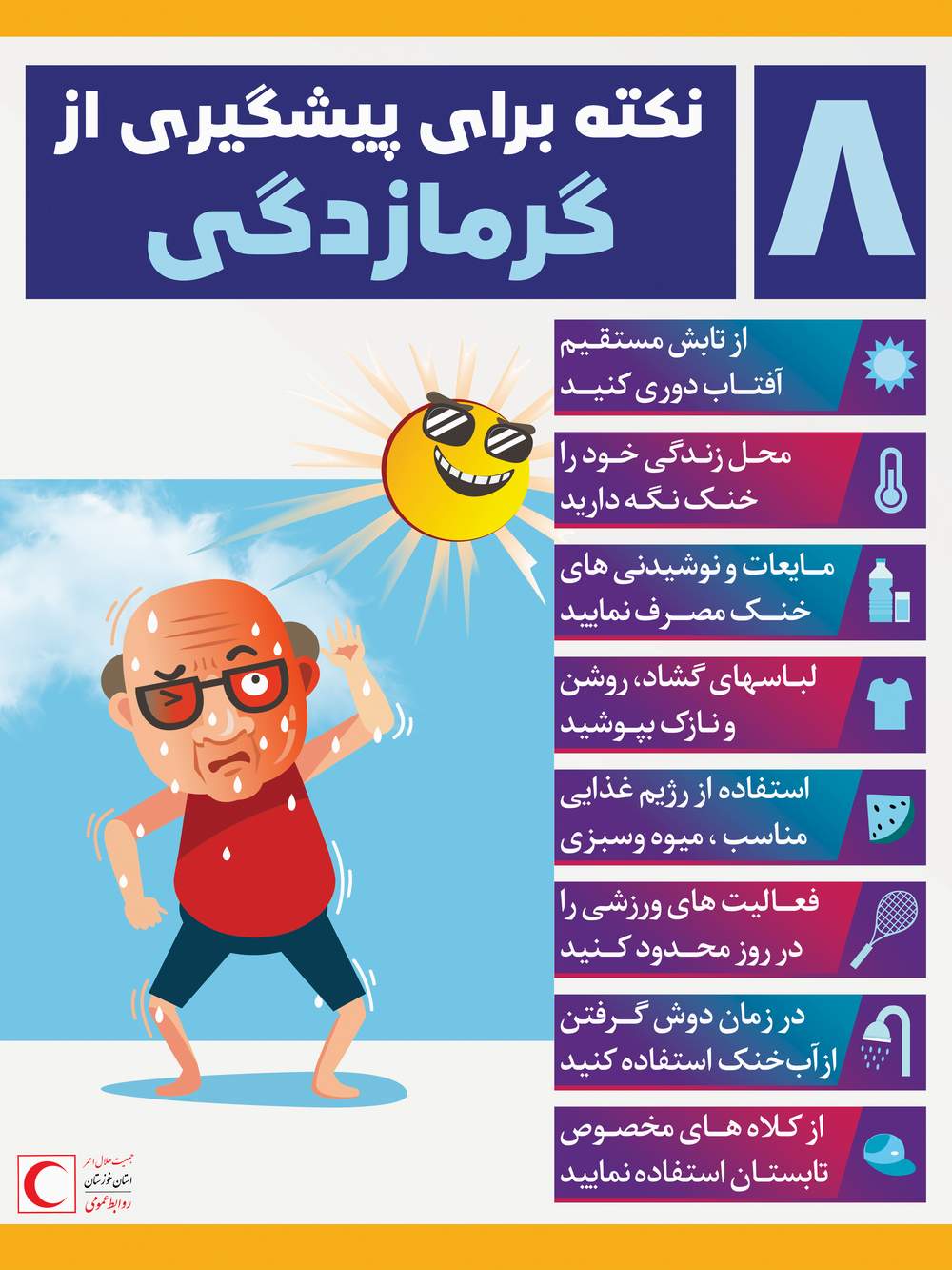 اینفوگرافیک| ۸ نکته برای پیشگیری از گرمازدگی در فصول داغ⁣⁣ ⁣⁣⁣⁣⁣
